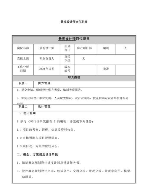 园艺设计岗位职责